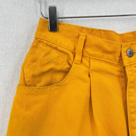 RODIN Vintage Y2K 80s 90s Pleated Denim Shorts Womens Small 27 Mustard Yellow - Picture 5 of 16
